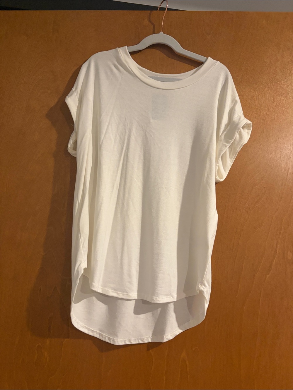 Marshalls Cream Short Sleeve High-Low Tunic Tee